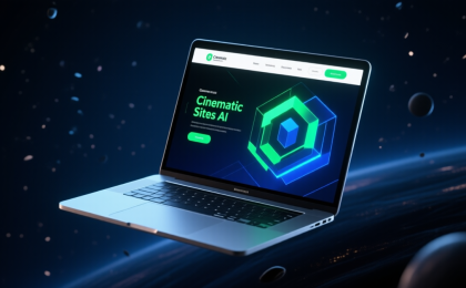 Cinematic Sites AI - 3D animated website builder on laptop